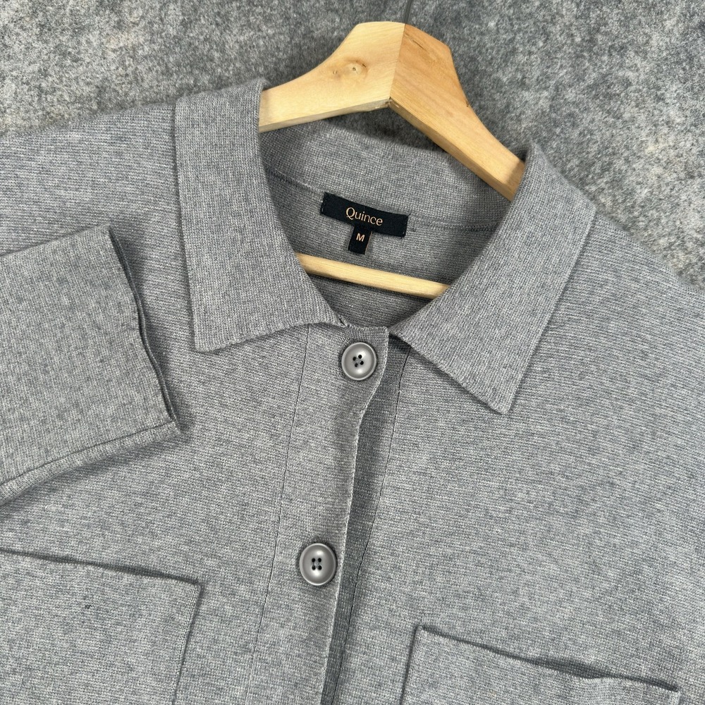 Quince Milano Stitch Shirt Jacket‎ Womens Medium Gray Pockets Knit Viscose